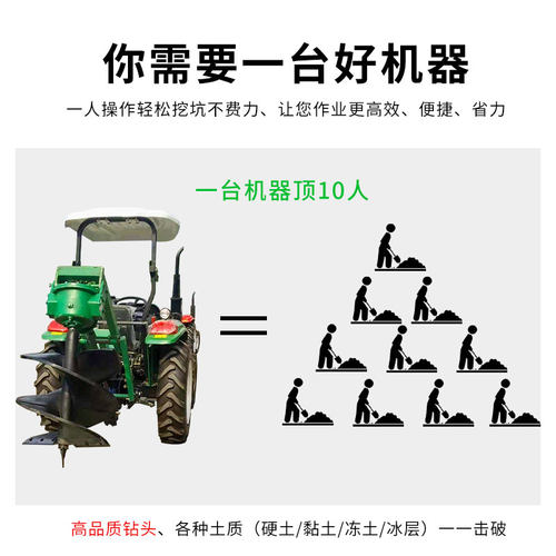 大型植树挖坑机打孔机拖拉w机带动打桩机电线杆钻地机钻洞挖穴机