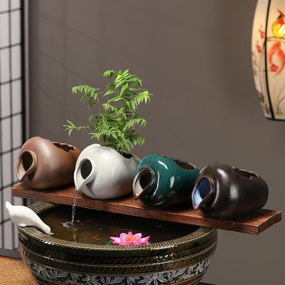生态缸古法养鱼流水陶罐开 口循环水摆件鱼缸配件创意庭院阳台造