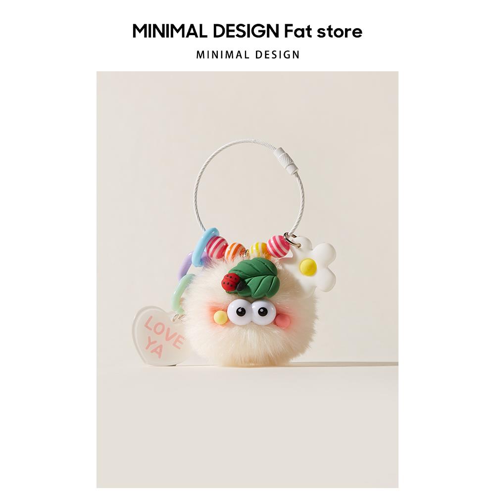 MDESIGN 原创可爱腮红瓢虫小煤球包包挂件毛绒包挂饰精致钥匙扣
