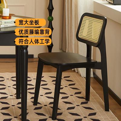 陌上2025新款设计师小户型美式实木餐椅法式复古家用软包餐桌椅子