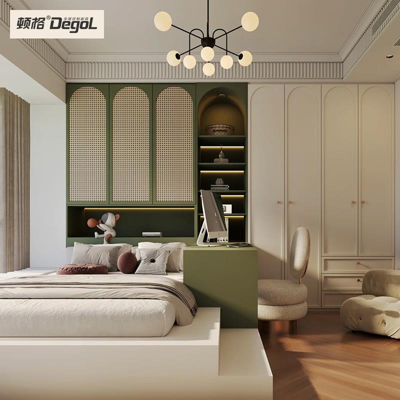 顿格法式复古儿童房间书桌衣柜床一体定做榻榻米全屋定制整装家具