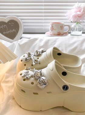 品牌厚底踩屎感增高洞洞鞋女2026春夏新款沙滩包头凉鞋外穿防滑半