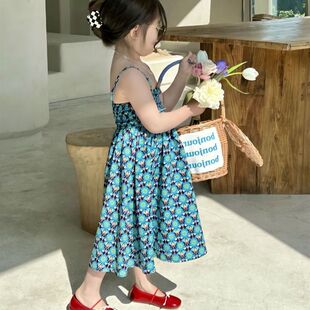 女童吊带裙夏季新款韩系度假风连衣裙洋气背心裙中小童