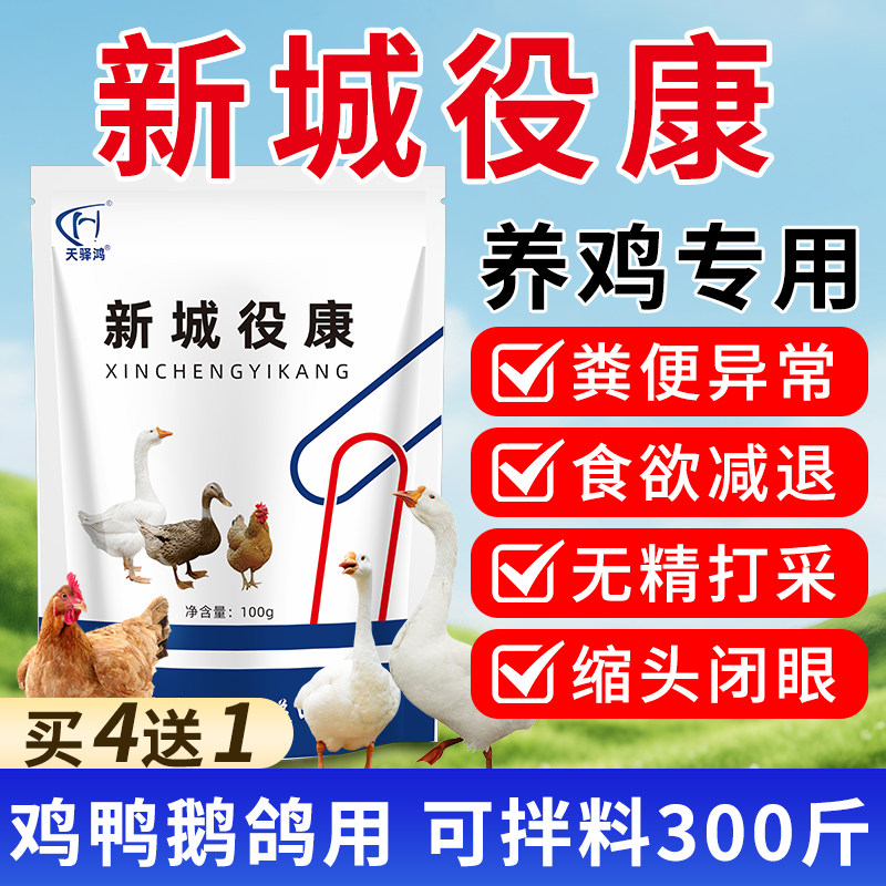 新城疫康养鸡专用小鸡鸭鹅养殖用禽类呆立不食精神不振稀便添加剂