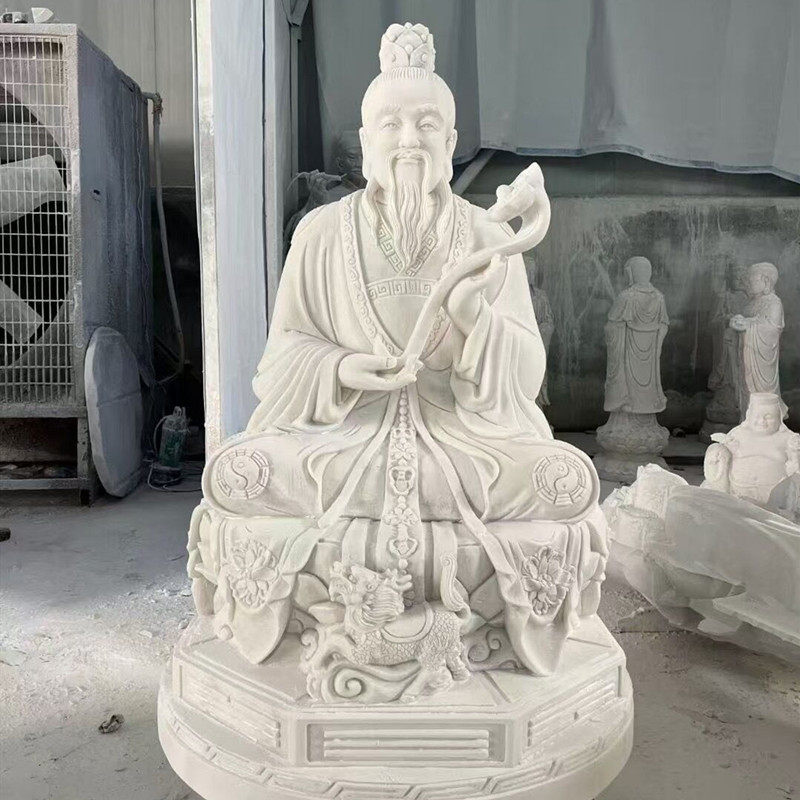 石雕汉白玉三清道祖神像道观花岗岩太上老君青石道家元始天尊摆件