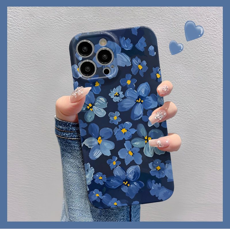 清新蓝色花朵适用苹果华为vivo小米oppo红米荣耀一加iPhone16手机壳15promax菲林14夏季i13新款12女mate70pro