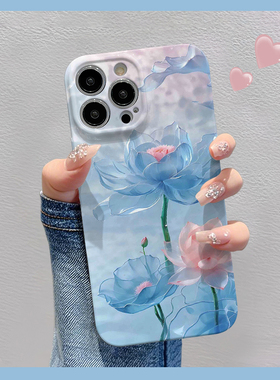 蓝色莲花适用于苹果华为vivo小米oppo红米荣耀一加iPhone16手机壳15promax菲林14夏日i13新款12男女mate70pro