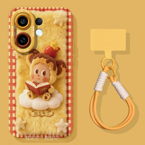 毛绒公仔适用vivos30手机壳s20pro新款s18液态s19硅胶s17保护vivo镜头s16e套vivi全包s15por高级s12