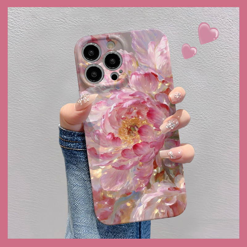 油画牡丹适用于苹果华为vivo小米oppo红米荣耀一加iPhone16手机壳15promax菲林14夏日i13新款12男女mate70pro