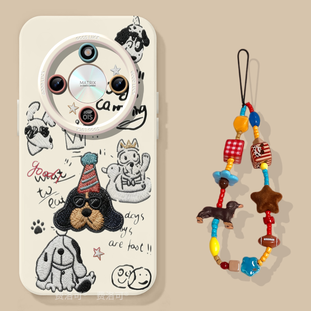 卡通趣刺绣狗适用荣耀X70手机壳X60竞速版X50pro套x5o叉x30高端新品保护壳honor华为超火x20se新款x40镜头女i