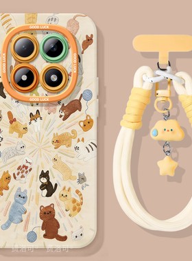 烟花猫咪适用红米turbo4pro手机壳note13新款note15pro全包12防摔turbo3软10外壳8的7redminote9小米高级创意