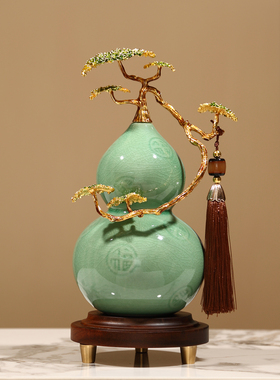 葫芦摆件新中式客厅酒柜玄关装饰品乔迁新居礼品送领导长辈工艺礼