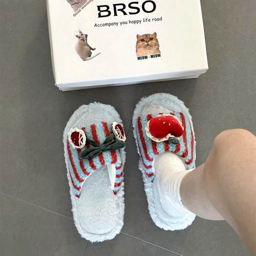 可爱棉拖鞋女2025新款室内家居秋冬季防滑踩屎感毛绒保暖毛毛拖鞋