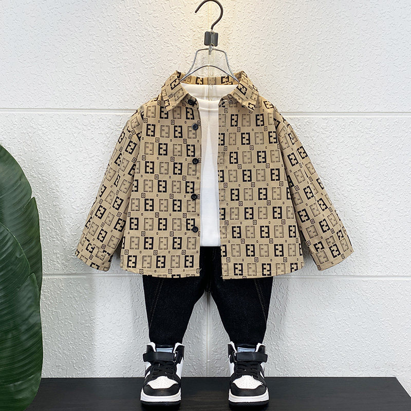 男童时髦春装衬衫外套2023新款