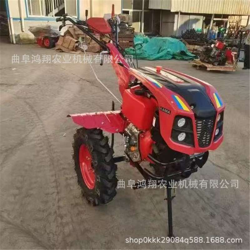 照明款两驱柴油微耕机 手扶大马力农用旋耕机 硬地深翻耕整犁田机