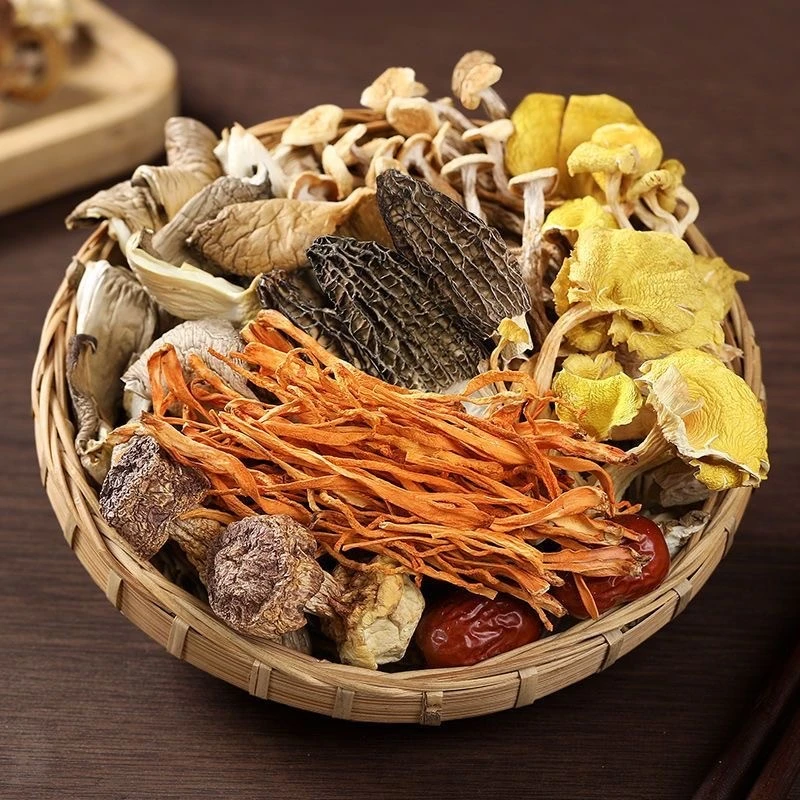 七彩菌菇汤包云南特产羊肚菌鹿茸菇杏鲍菇虫草花煲汤炖鸡汤美味汤