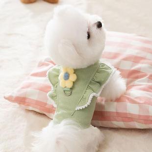 立体花朵可牵引背心中小型犬淑女风猫咪两脚宠物狗衣服 狗狗秋冬季