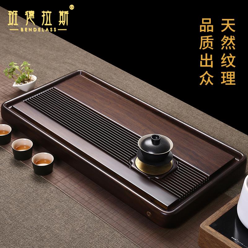 茶盘整块黑乌檀木实木茶台简约家用客厅功夫茶具茶海托盘沥水套装