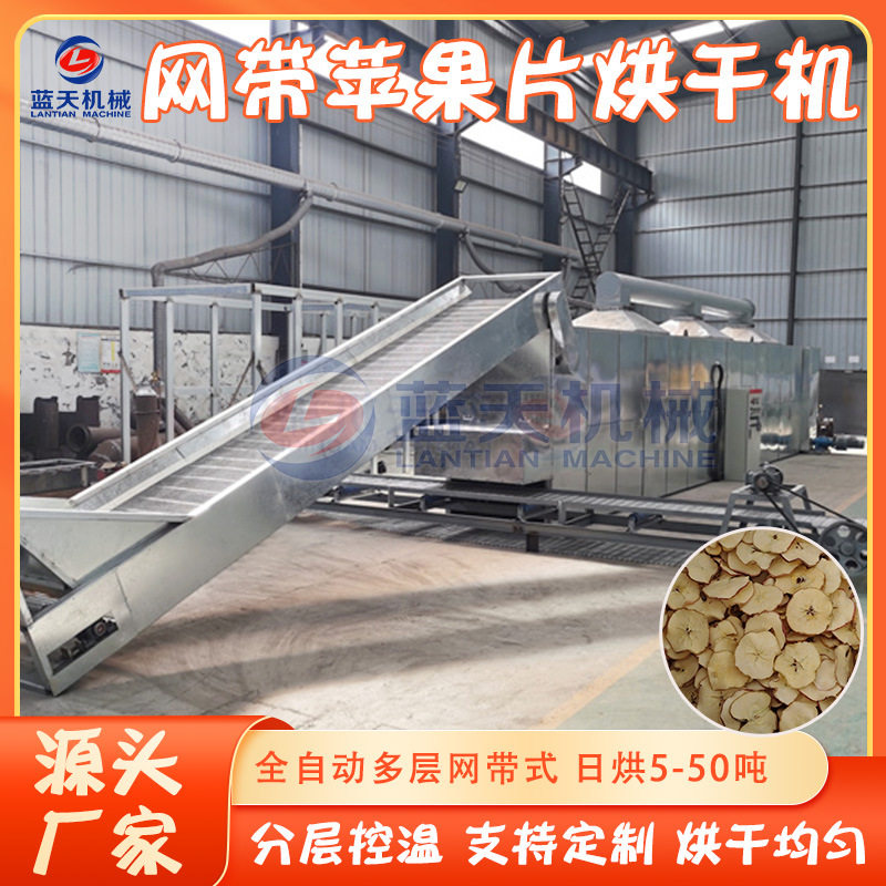网带苹果干烘干机 全自动苹果水果切片烘干生产线 苹果片烘干设备