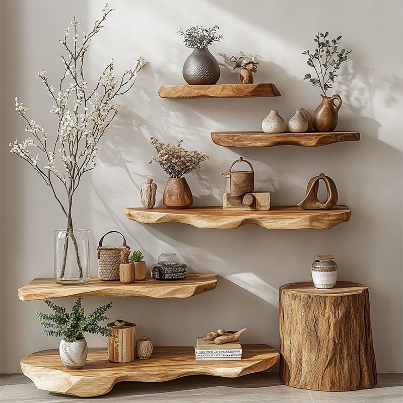 墙上置物架壁挂j架子挂墙花架家用书架艺术造型多层床头实木收纳