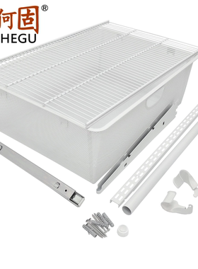 上墙金属衣柜衣帽间定制步入式砌墙白色挂衣架网格板网篮横轨圆管