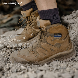 爱默生新款户外战术靴行者中帮徒步鞋防水防滑沙漠靴透气登山鞋男
