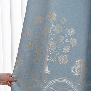 客厅北欧简约卧室少女遮阳全飘窗布落地窗 窗帘遮光成品2023年新款