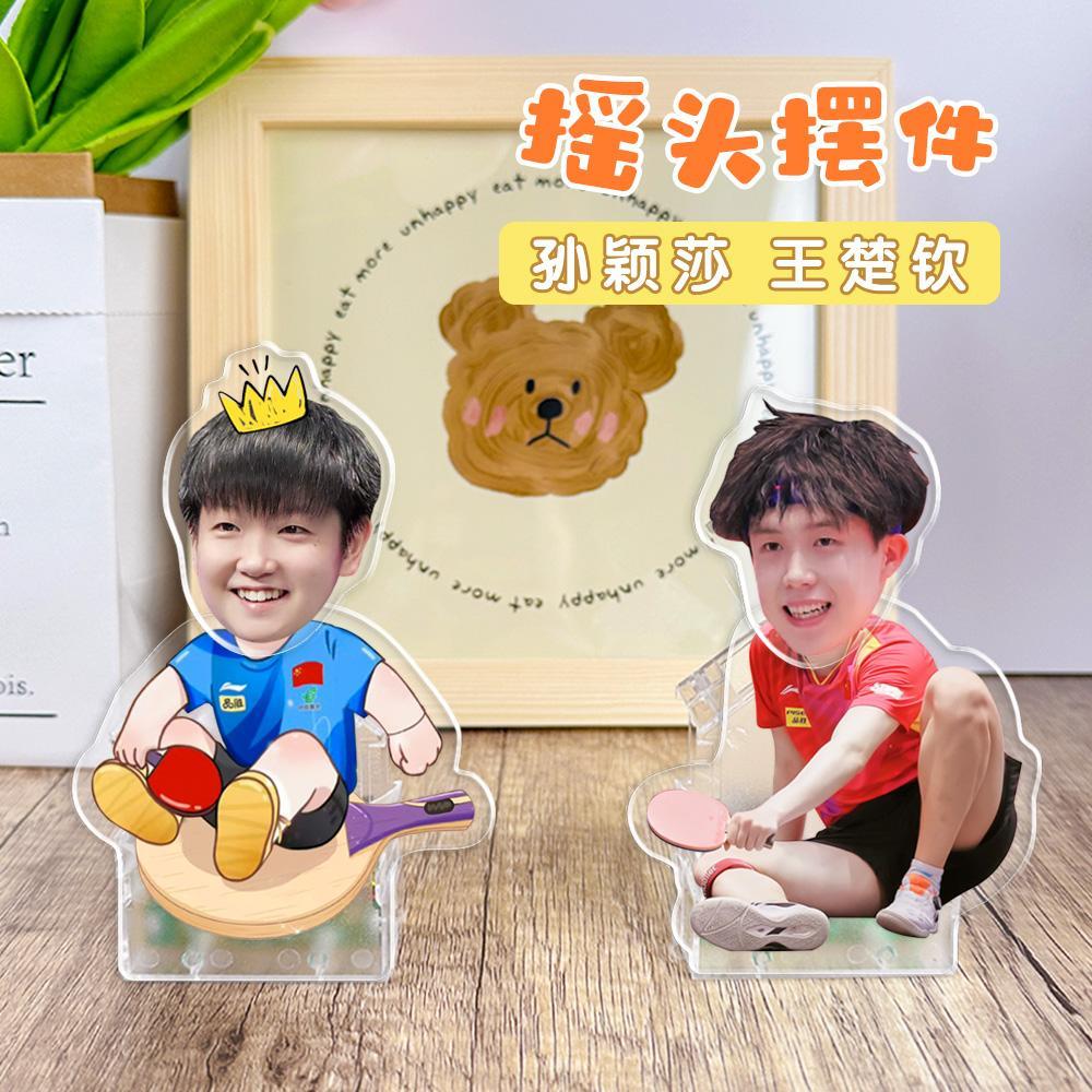 孙颖莎王楚钦周边汽车摇头摆件亚克力莎头组合车载桌面装饰摇摇乐图片