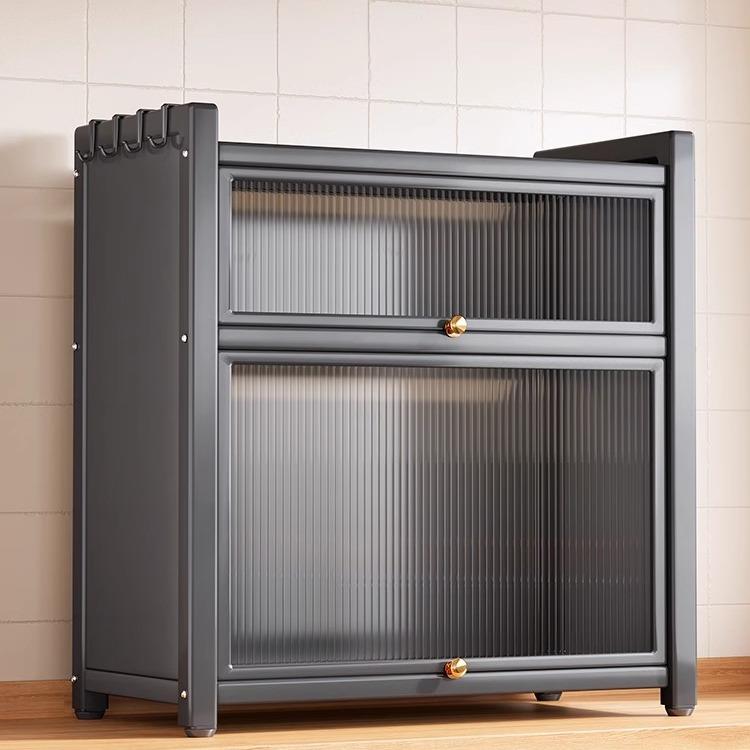 带门厨房置物架放油盐酱醋调味收纳盒家用多功能防尘调料品置物架