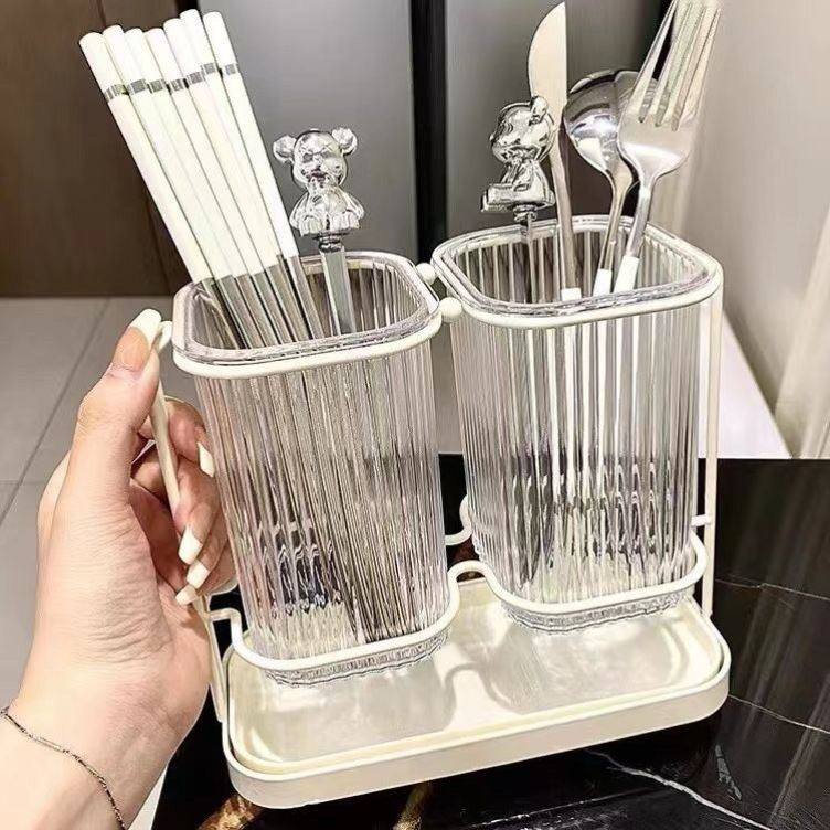 轻奢筷子筒壁挂沥水置物架透明筷子收纳盒厨房家用筷子筷笼免打孔