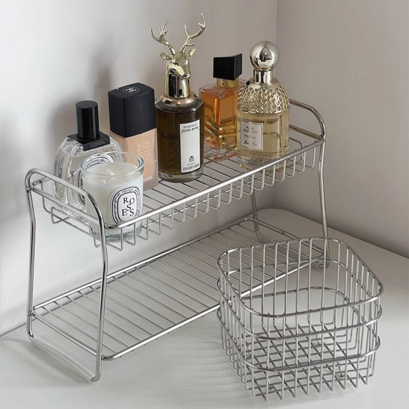 厨房不锈钢置物架调料杯子收纳架多层台面浴室化妆品沥水收纳架