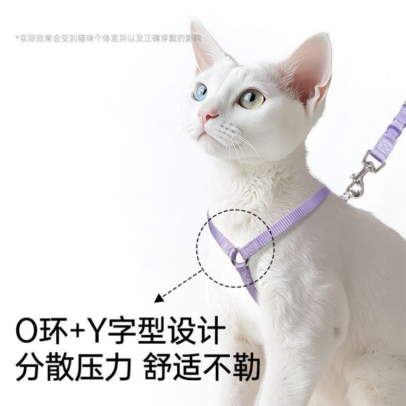 猫咪牵引绳Y字型防挣脱溜猫绳背带防挣脱外出溜小猫专用轻胸背绳