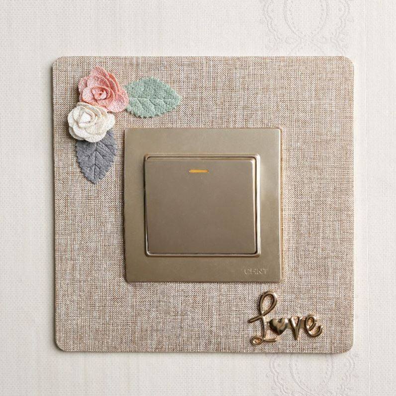 欧式开关装饰贴墙贴布艺灯开关保护套插座装饰创意家用免粘开关套