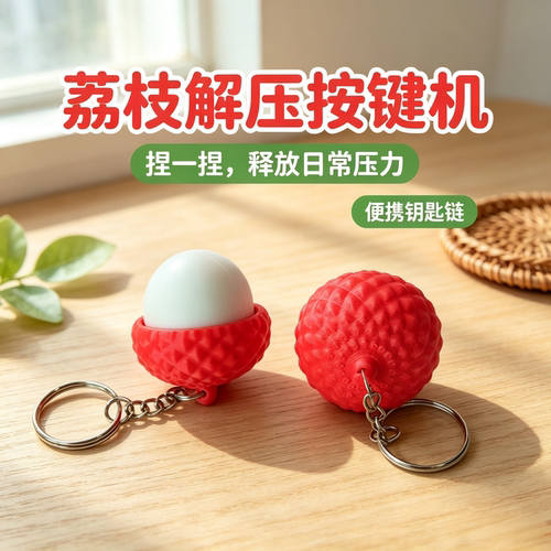 夏日荔枝红白撞色解压钥匙扣