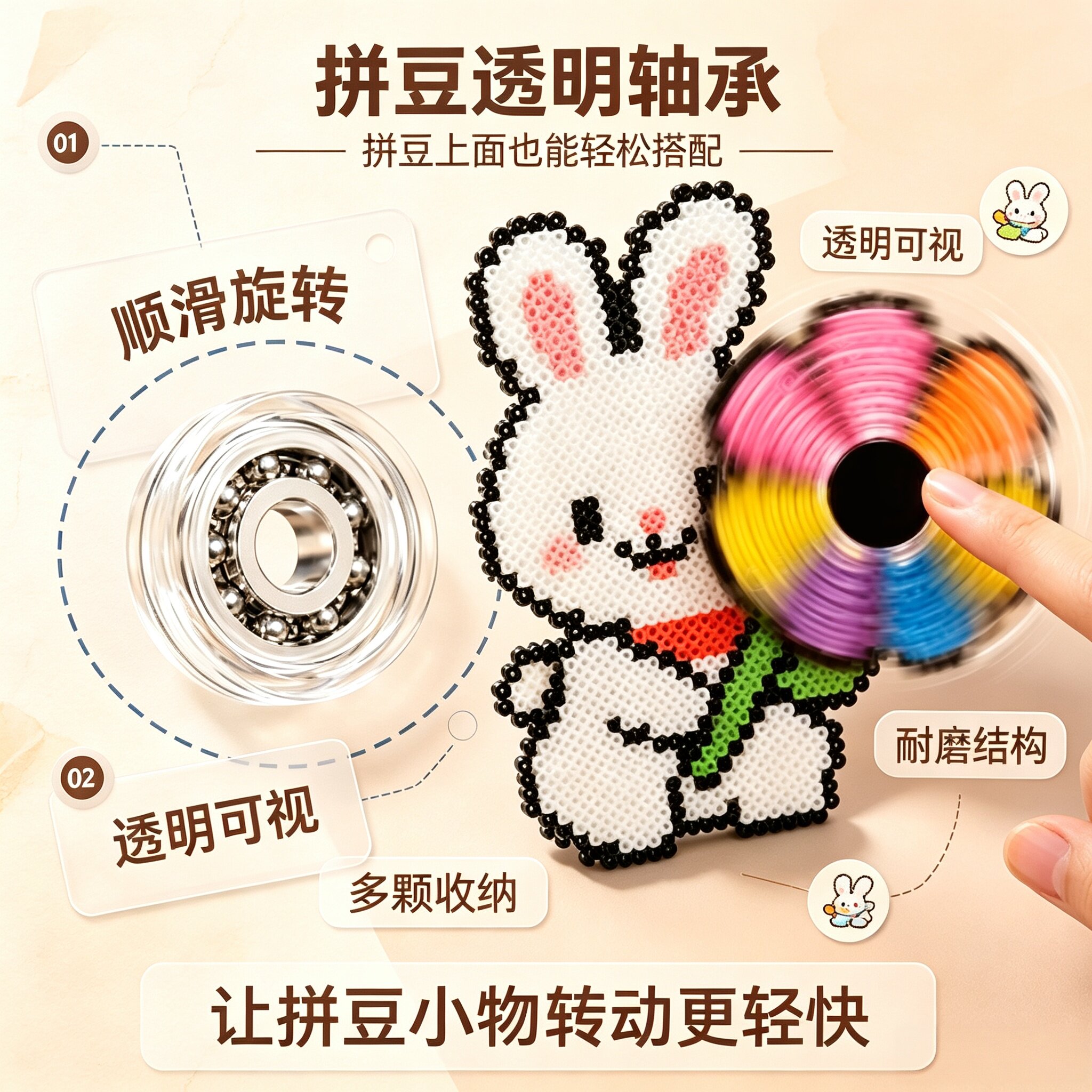 拼豆DIY透明旋转轴承配件