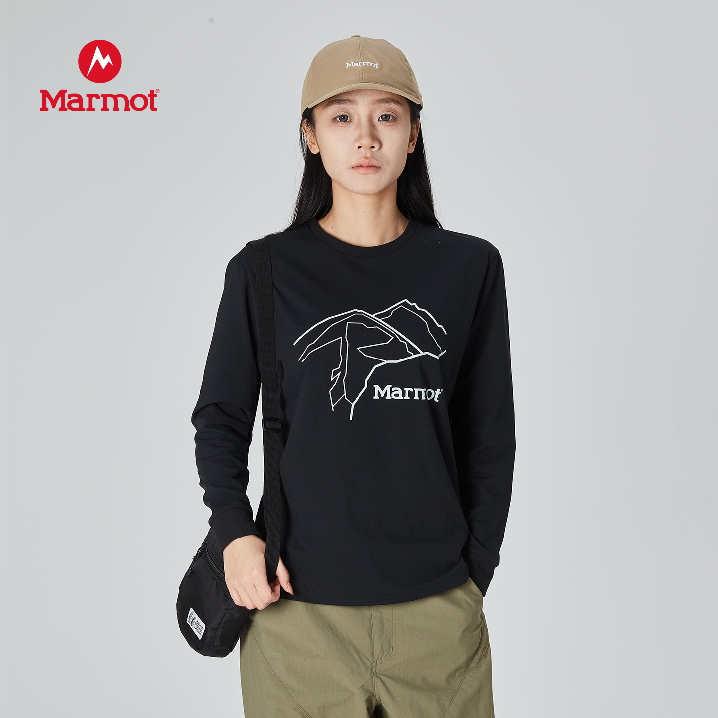 Marmot土拨鼠女款圣山长袖T恤
