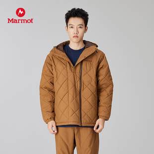 MARMOT土拨鼠男款户外保暖P棉防泼水甘卡连帽棉服夹克外套Gangkha