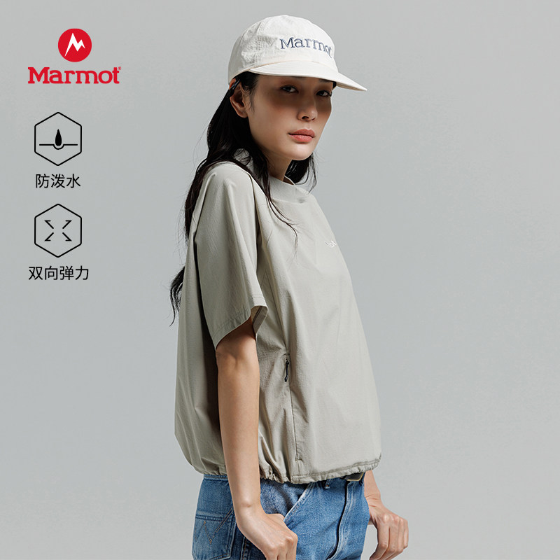 MARMOT土拨鼠春夏新款女款MMT四维短袖T恤Light 4way Woven S/S