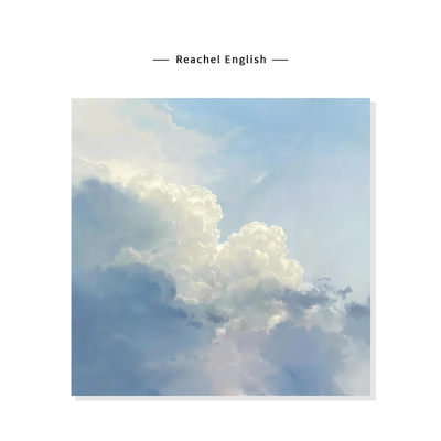 【Reachel English】蓝天白云风景插画治愈系复刻艺术装饰挂画芯