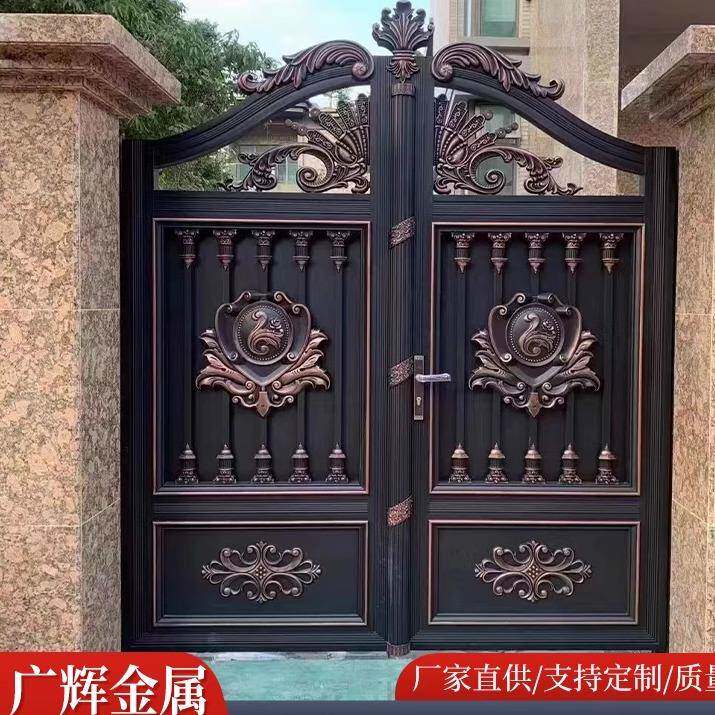 铝艺大门庭院别墅门农村院子铝合金围墙双开门中式电动对开平移门
