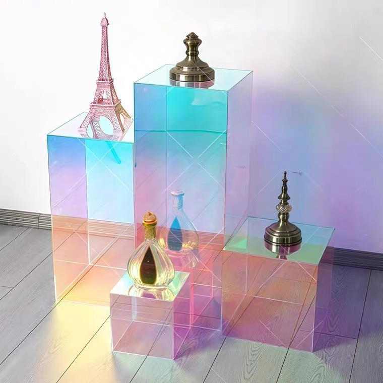 炫彩亚克力展示台定制陈列台装饰中岛流水台摄影拍照直播道具地台