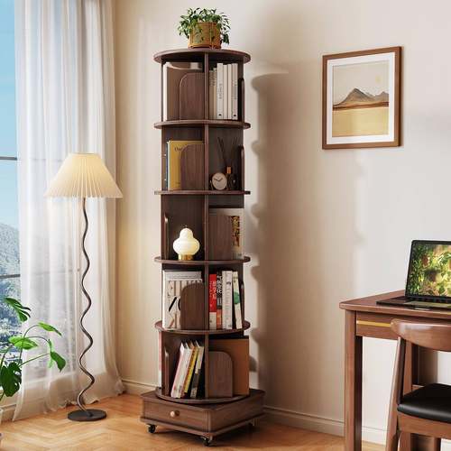 旋转书架落地360度 儿童阅读简易书柜学生绘本架可移动多层置物架