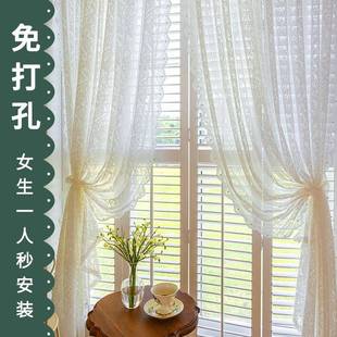 蕾丝门帘隔断珍珠法式 永恒 遮挡纱帘免打孔窗帘窗纱透光不透人