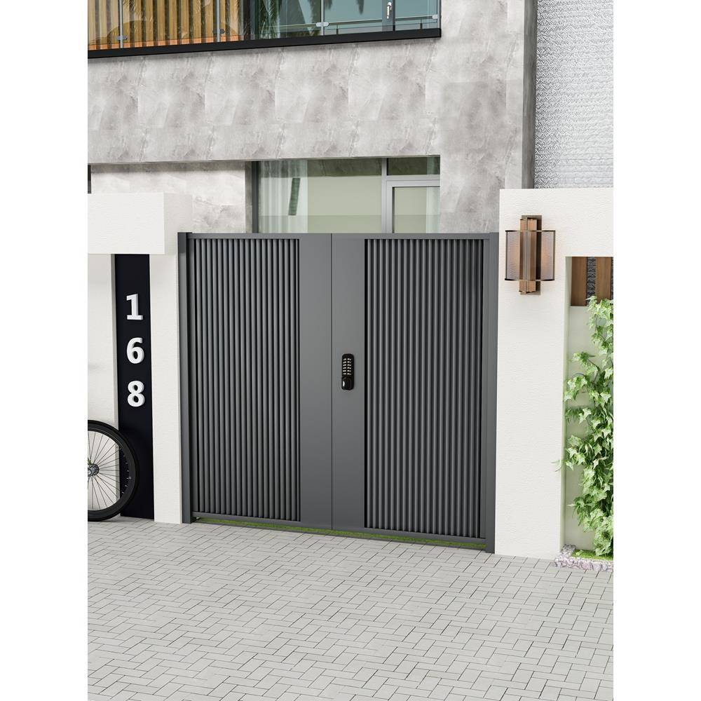 铝合金别墅庭院门电动双门铝艺新中式户外门自建房屋庭院门