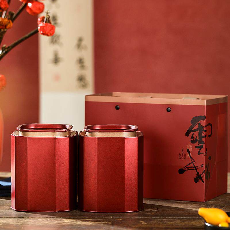 茶叶罐铁罐套装空罐子家用红茶绿茶白茶通用铁盒包装盒空礼盒定制