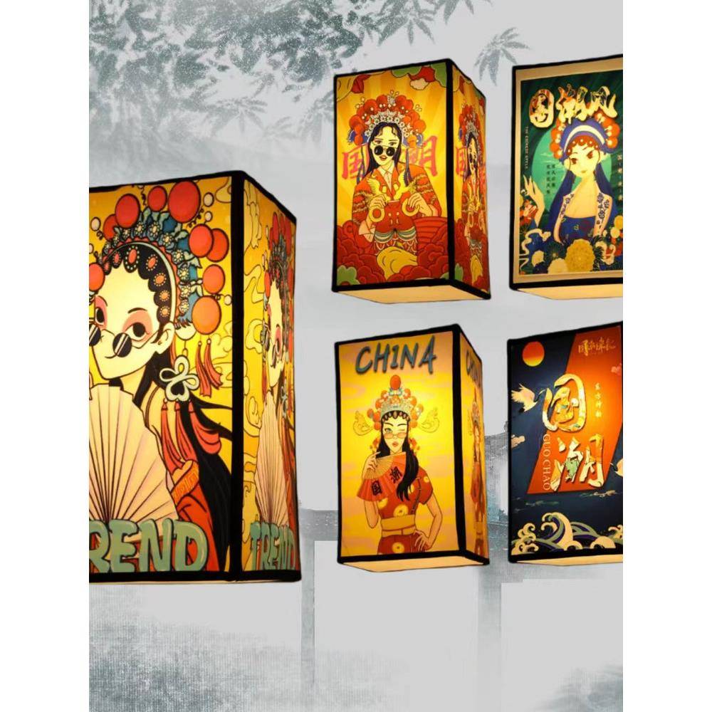 国潮风定制印字户外防水吊灯装饰古风异形景区店铺中国风中式灯笼