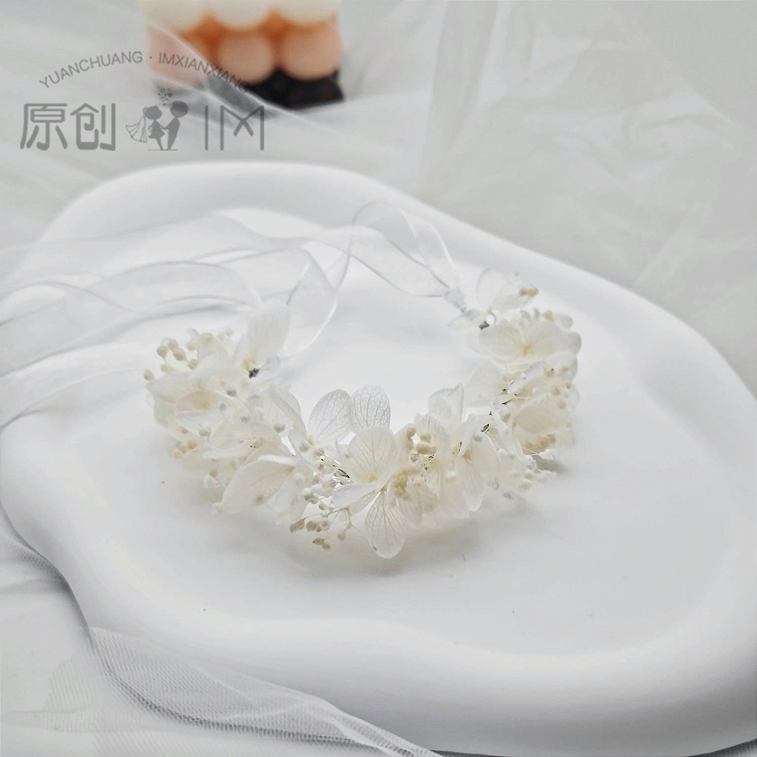 小某薯热款原创高级感永生花花环#超仙新娘结婚手腕花#伴娘腕花#