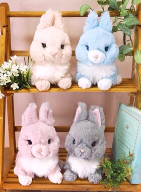 日本sunlemon进口仿真荷兰侏儒兔子玩偶毛绒玩具兔宝宝 早教礼物