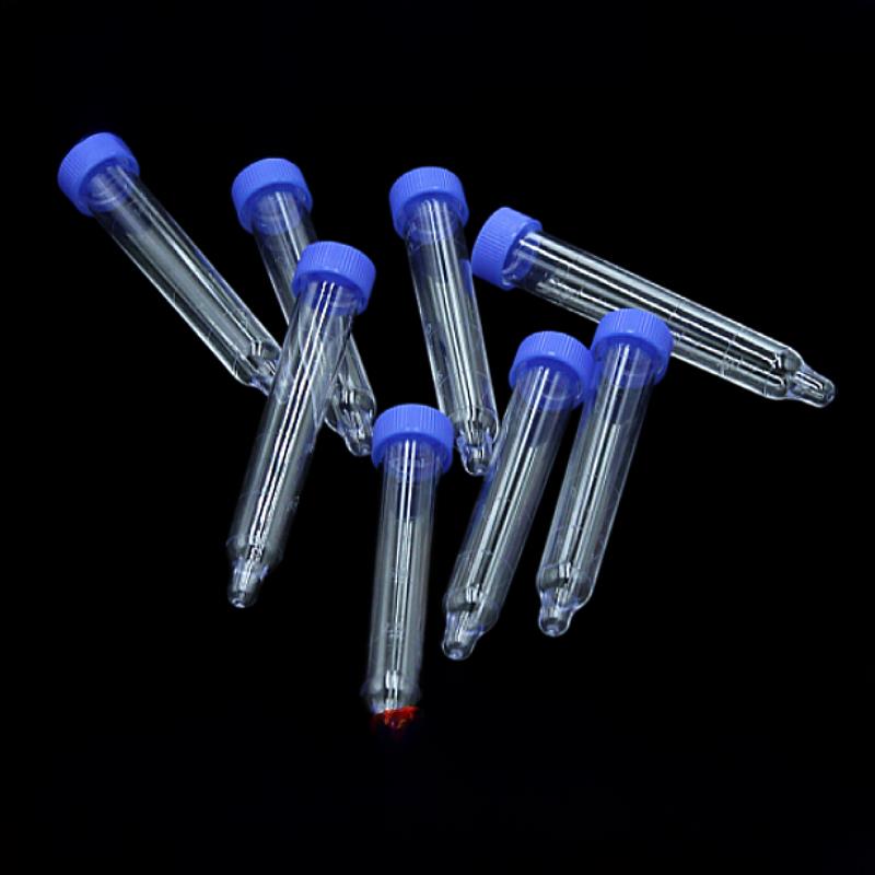 12ml螺口尿沉渣试管塑料盖带刻度透明凸底尿检实验耗材 PS材质