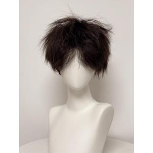 假发男女通用微分碎盖羊毛卷短发自然蓬松发韩系锡纸烫短发全头套